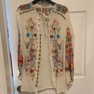 Johnny Was Multicolor Embroidered Blouse